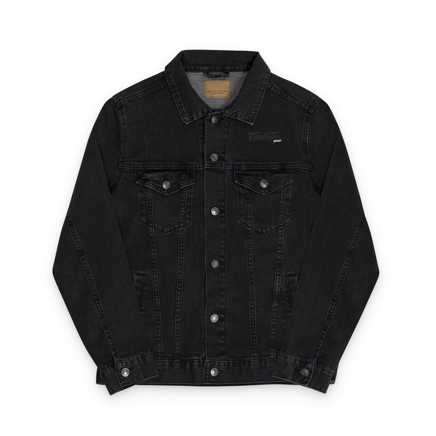 Family Ties Official Embroidered Black Denim Jacket