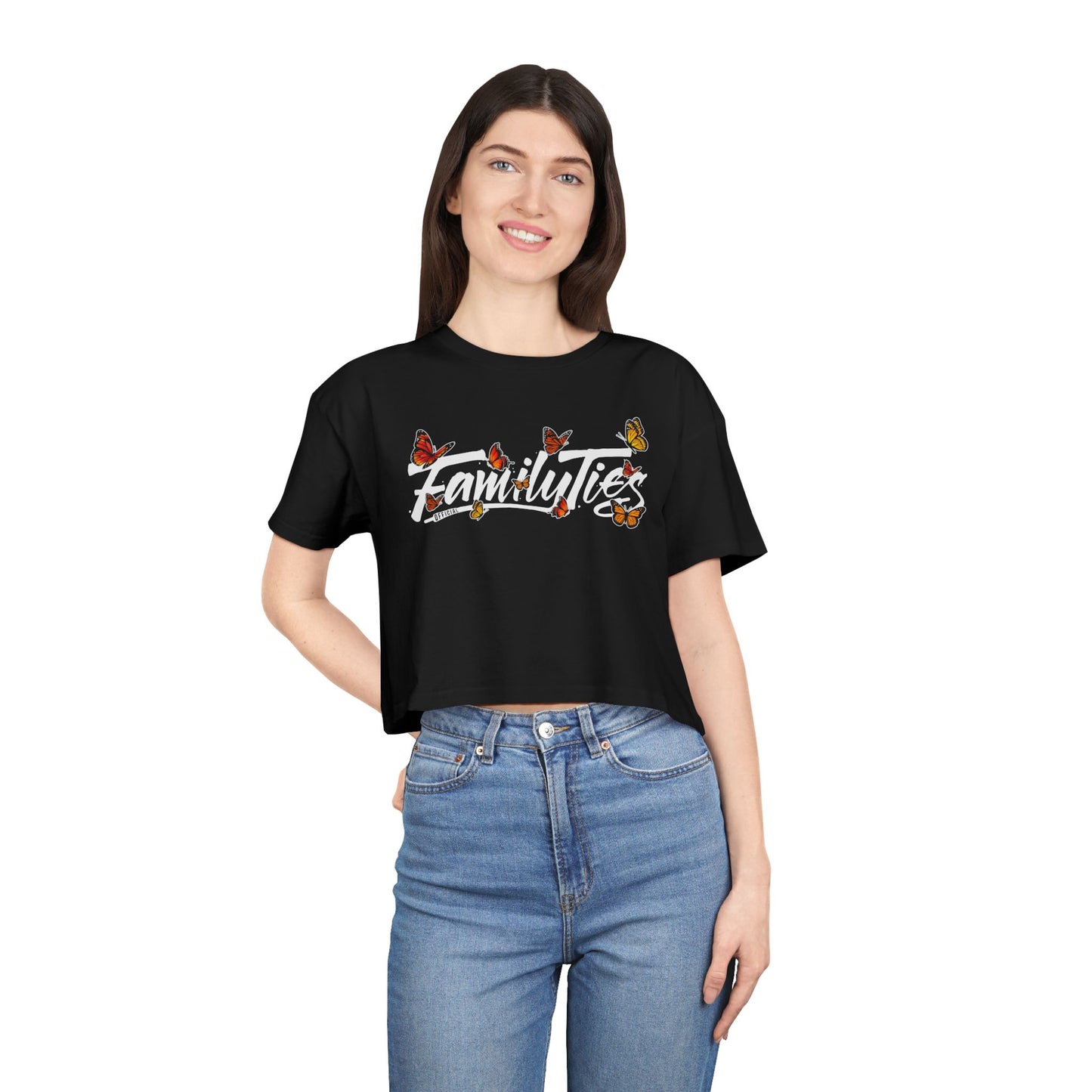 Life Is Beautiful In Colors Women's Crop Black Tee