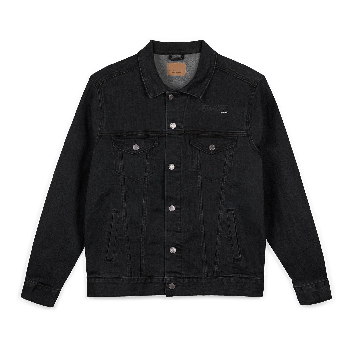 Family Ties Official Embroidered Black Denim Jacket
